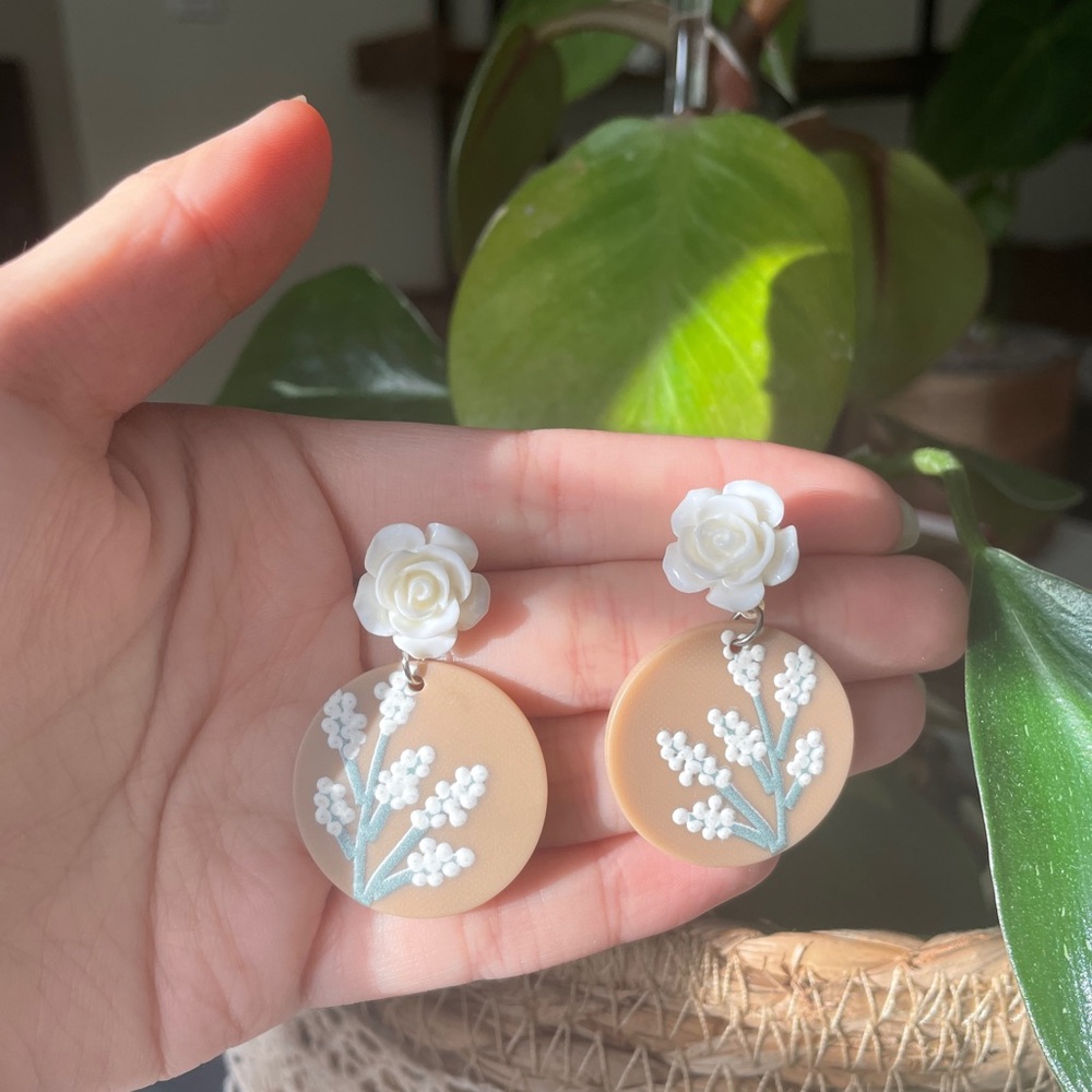 Rose earring silver stud - Picture 1 of 1